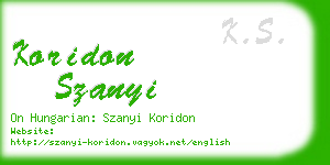 koridon szanyi business card